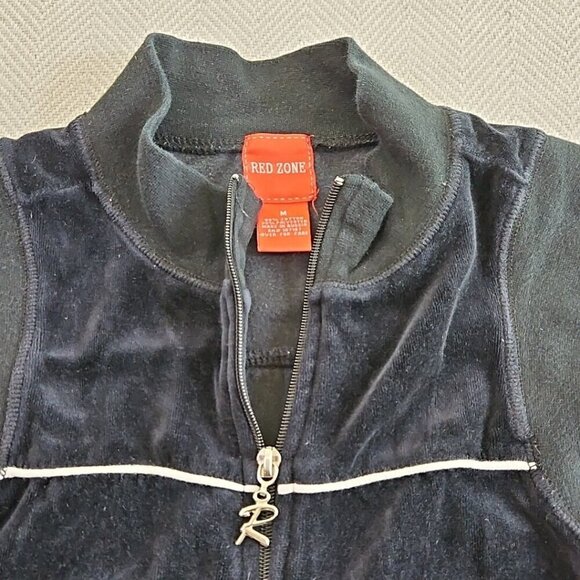 Red Zone Sleeveless Jumpsuit Women's Size M Black Velour Drawstring Wide Leg EUC - Picture 6 of 16